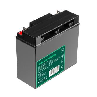 Green Cell 12V 17Ah VRLA AGM battery with screw terminal, ideal for lawnmowers and mobility devices.