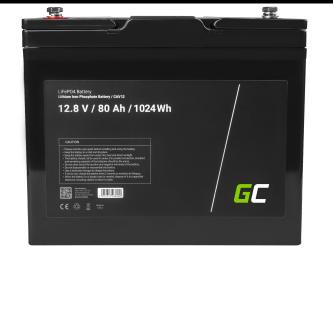 Green Cell 12.8V 80Ah LiFePO4 battery, ideal for solar systems, camping, and boats.