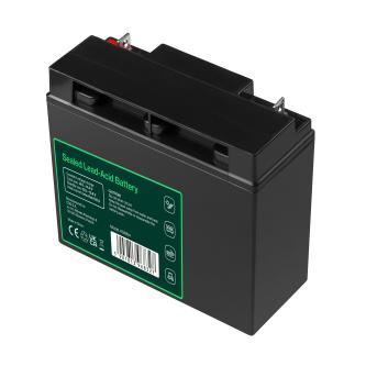 Green Cell 12V 22Ah VRLA AGM battery, sealed lead-acid, black, for various applications.