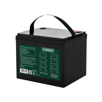 AX00000028GL_04.jpg Green Cell CUBE LiFePO4 60Ah 12.8V battery with a carrying handle, ideal for electric motors and reliable power storage.