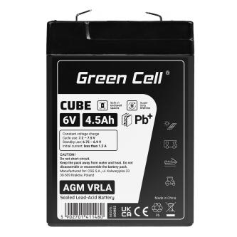 Green Cell CUBE 6V 4.5Ah AGM battery, IP54 rated, for scooters, mowers, boats, and tractors.