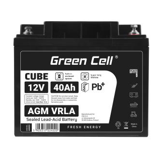 Green Cell CUBE 12V 40Ah AGM VRLA battery, sealed lead-acid, IP54.