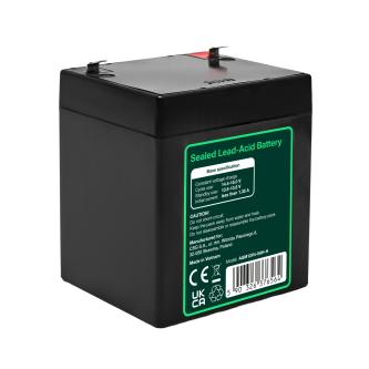 Greencell 12V 4.5Ah AGM VRLA maintenance-free battery in a black case with T1 terminals for electronic devices.